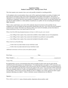 Consent form for sharing student work.