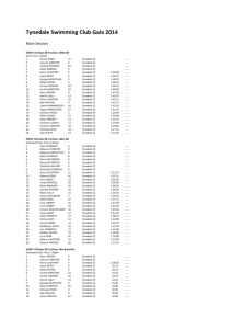 Tynedale Swimming Club Gala 2014