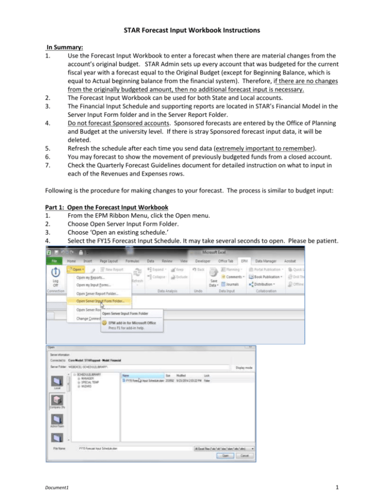 Forecast Input Workb.. - Arizona State University