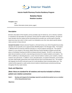 Rotation Summary Template - Interior Health Pharmacy Practice