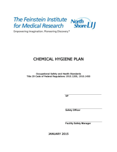 chemical hygiene plan - The Feinstein Institute for Medical Research