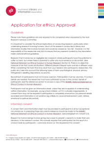Application for ethics approval - Australian Library and Information