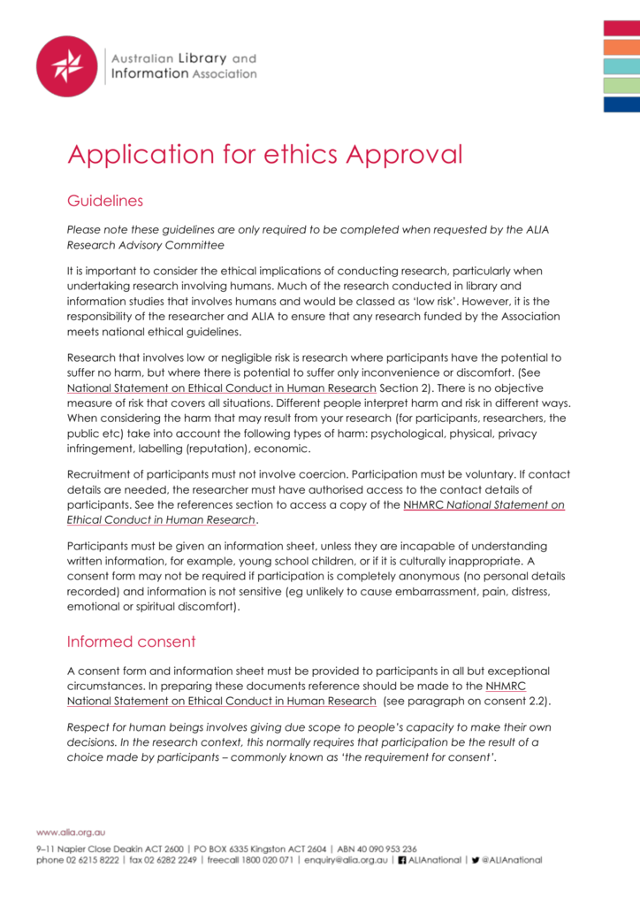 human research ethics application example