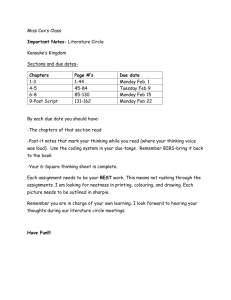 Literature Circle Due Dates