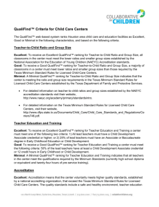 QualiFind Criteria for Child Care Centers