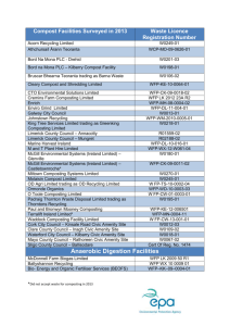 Compost Facilities Surveyed in 2013 Waste Licence Registration