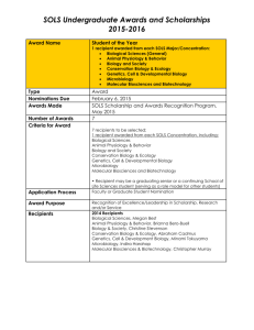 SOLS Undergraduate Awards and Scholarships 2015-2016