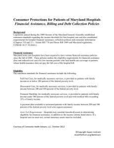 Consumer Protections for Patients of Maryland Hospitals