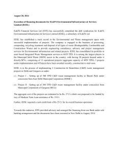Execution of financing documents for IL&FS Environmental
