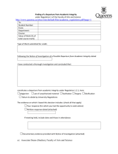 Finding of a Departure from Academic Integrity Form