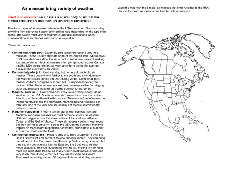 Air Masses And Weather Fronts Cms15 16