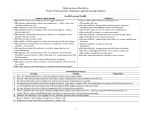 High Incidence Disabilities Instructional Strategies