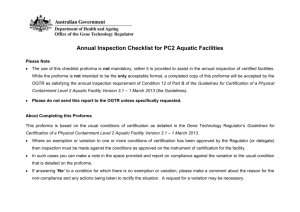 Annual Inspection Checklist - Office of the Gene Technology Regulator