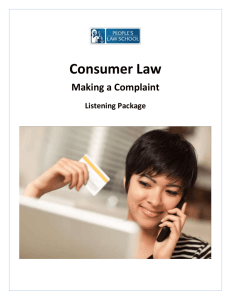 Consumer Law Making a Complaint