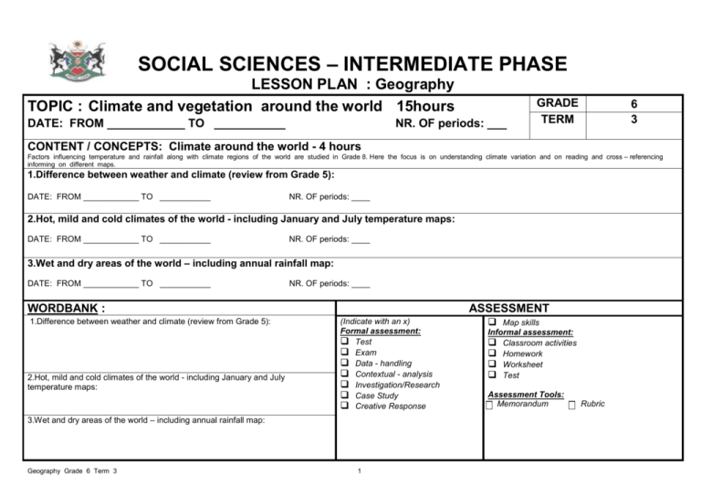 Geography Term 3 Grade 6