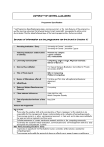 MSc Computing (Oct 2015) - University of Central Lancashire