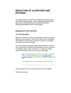 reduction of aldehydes and ketones