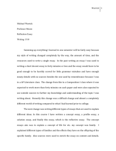 reflection essay mwarrick