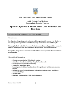 Rotation Specific Objectives Adult ICU Core Rotations Canmeds