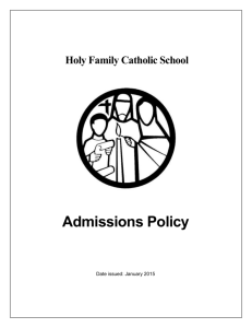 to view our Admissions Policy - Holy Family Catholic School & Sixth