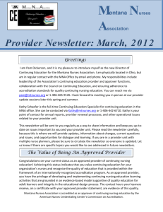 Provider Newsletter March 2012