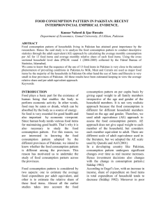 food consumption pattern in pakistan: resent interprovingial estimation