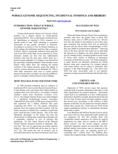 Here is a link to my paper on Whole Genome Sequencing