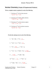 Nuclear Chemistry (Chapter 25 Supplemental Problems)
