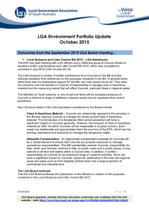 LGA Environment Portfolio Update - October 2015