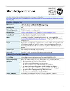2031 Introduction to Statistical Computing Module Specification