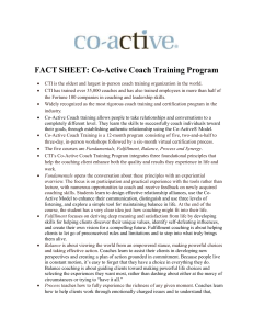 FACT SHEET: Co-Active Coach Training Program