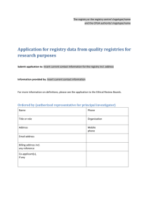 Application for registry data from Quality Registries