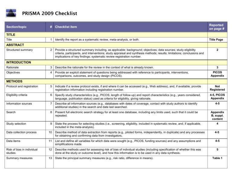 Calaméo - Prisma 2020 Checklist