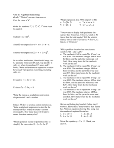 Unit 1: Algebraic Reasoning Grade 7 Math Common Assessment