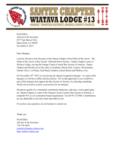 Donation Request - Santee Chapter of Wiatava Lodge