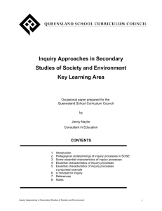 Inquiry approaches in secondary Studies of Society and