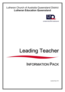 Leading Teacher 1 - Lutheran Education Queensland