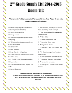 2 nd Grade Supply List 2014-2015 Room 112 * Items marked with