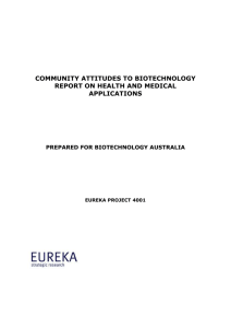 Community Attitudes to Biotechnology Report on Health and