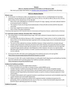 February 9, 2015 12:00 p.m. Measles 2015 U.S. Situation and