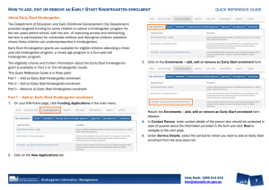 add, edit or remove an Early Start Kindergarten enrolment