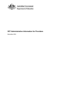 VET Administrative Information for Providers