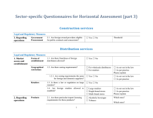Sector-specific Questionnaires for Horizontal Assessment (part 3)