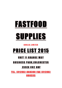 fastfood supplies anglia limited price list 2015 unit 11 grange way
