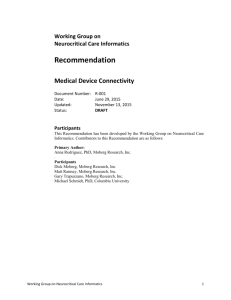 Recommendations for Medical Device Connectivity