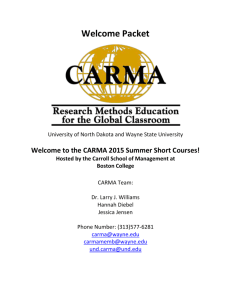 The 2015 CARMA Boston College Short Courses will be located in