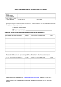 Application form for pre-approval of courses