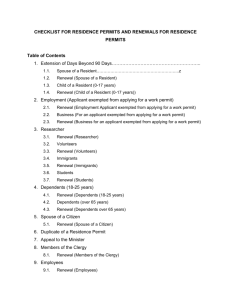 checklist for residence permit applications and/or renewals.