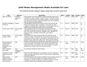 Solid Waste Management Media Available for Loan