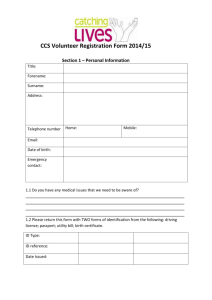 CCS Volunteer Registration Form 2014/15 Section 1